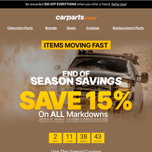 Car Parts, Get Your End of Season Savings Coupon Here>>