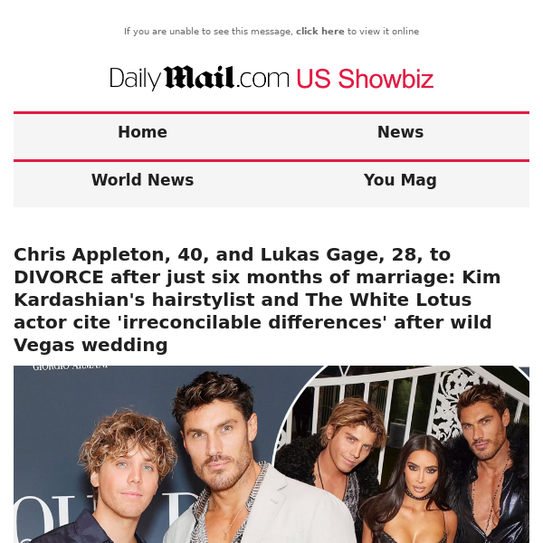 Chris Appleton, 40, and Lukas Gage, 28, to DIVORCE after just six months of marriage: Kim Kardashian's hairstylist and The White Lotus actor cite 'irreconcilable differences' after wild Vegas wedding