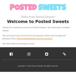 Your Posted Sweets account has been created!