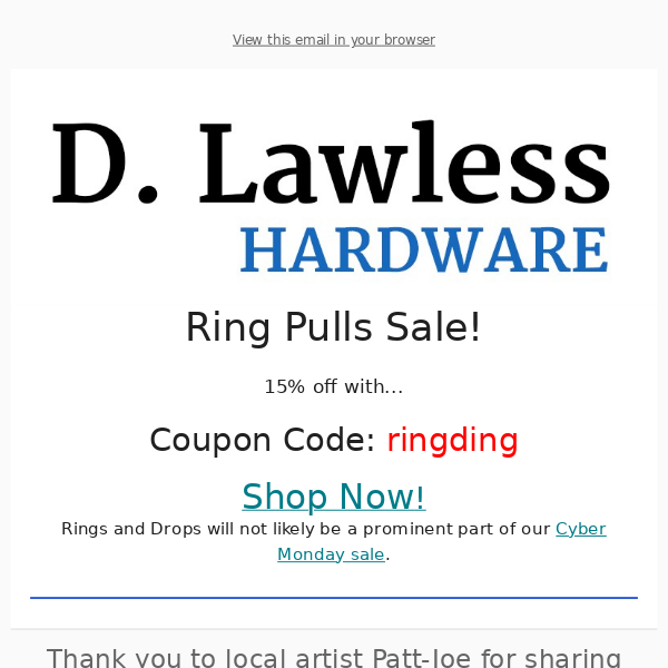 Order Now Before Thanksgiving! 15% Off Rings & Drops!