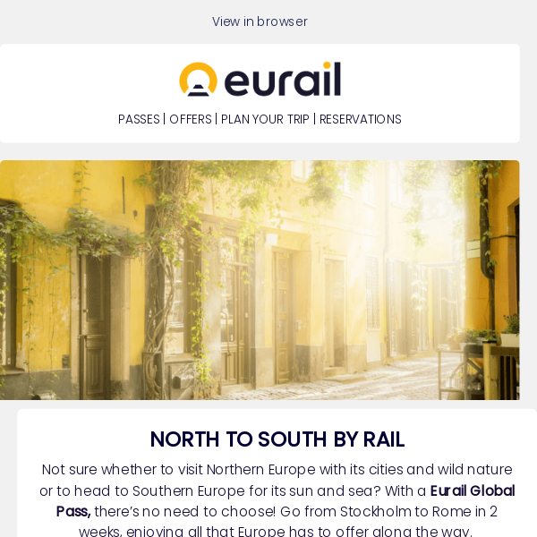 Travel North to South with 1 European rail Pass 🚂