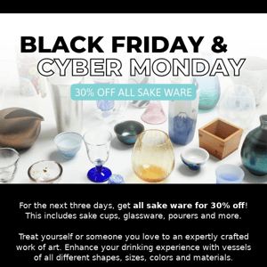 Black Friday: 30% off all sake ware 🍶