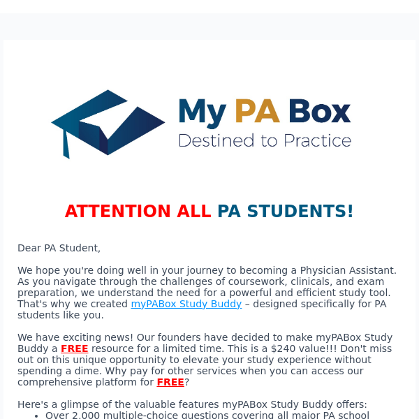 Attention PA STUDENTS