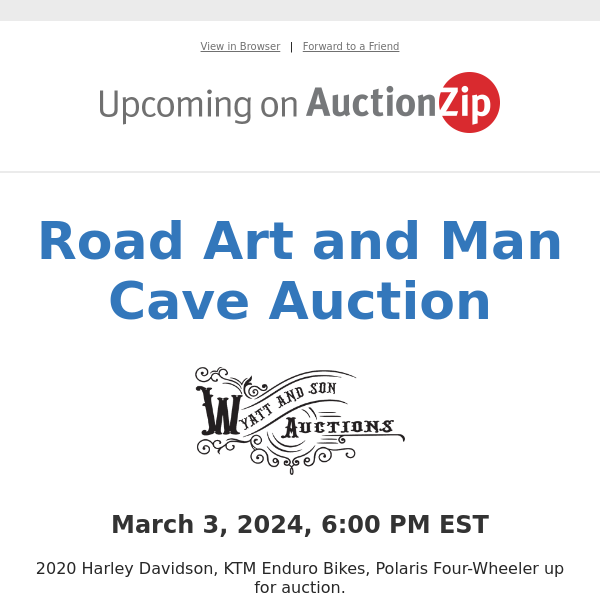 Road Art and Man Cave Auction