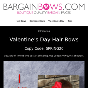 Valentine Hair Bows 20% OFF!