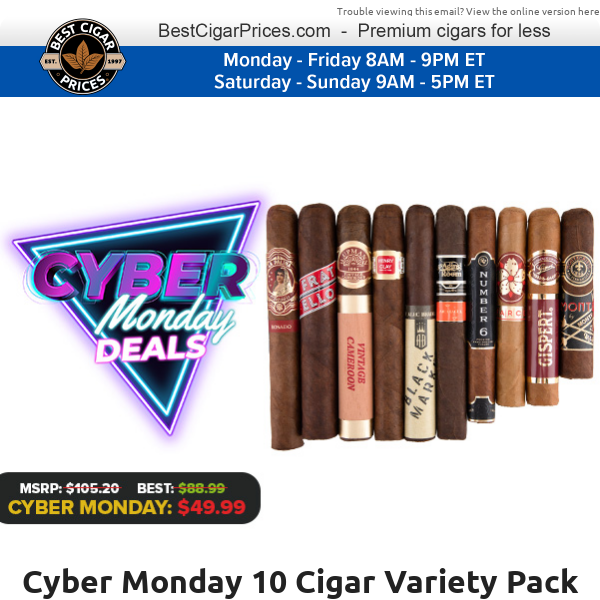 🖥️ Cyber Monday 10 Cigar Variety Pack Deal Only $49.99 + Free Shipping 🖥️