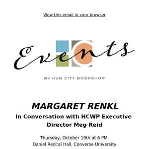 Hub City Bookshop Presents: An Evening with Margaret Renkl 📚