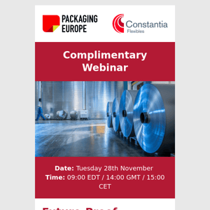 Complimentary Webinar - 28th November: Future-Proof Packaging: Aluminum's Transformative Role in Sustainable Packaging