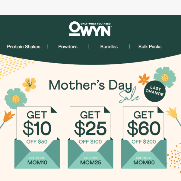 Last Chance to Save Up to $60 on OWYN🌱