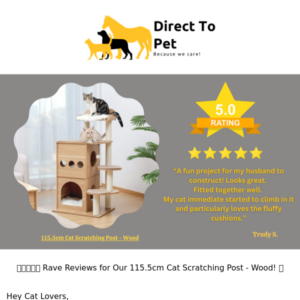 Cat Owners Love It: 115.5cm Wood Cat Scratching Post Earns 5-Star Reviews!