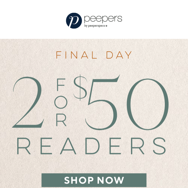 2 For $50 Reader SALE!