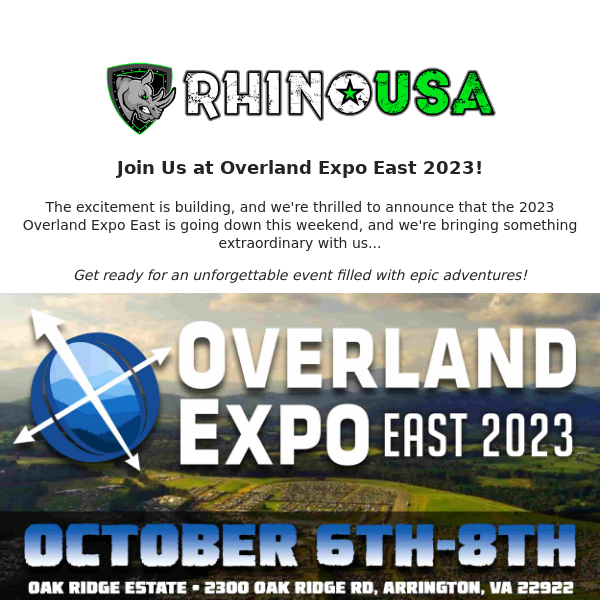 🚨 Unveiling Exciting Deals and New Products at Overland Expo East 2023 by Rhino USA! 🚨