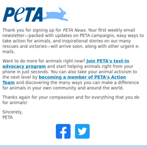 Welcome to 'PETA E-News'!