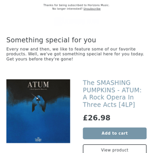 NEW! The SMASHING PUMPKINS - ATUM: A Rock Opera In Three Acts [4LP]