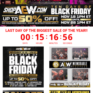 ⚠️ Last Day to Save Up to 50% on AEW Merchandise