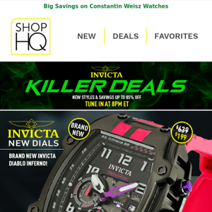 NEW INVICTA ALERT – Save Now & Tune in at 8pm ET