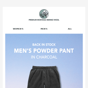 Charcoal Powder Pants have arrived
