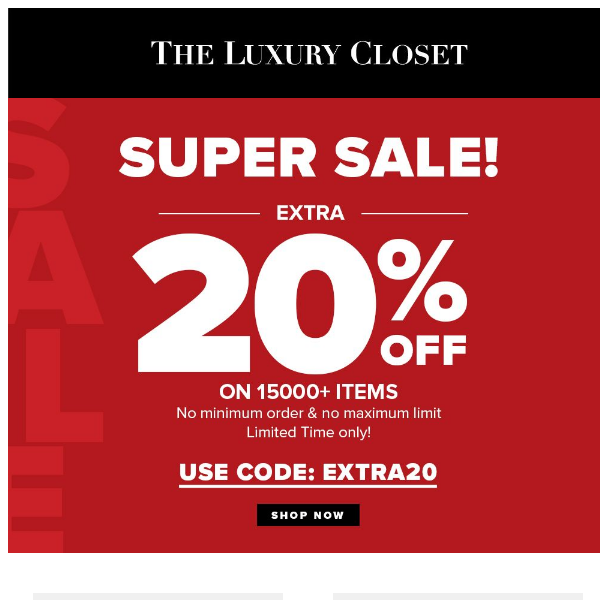 The Big Sale Is Here — EXTRA 20% OFF ✨ - The Luxury Closet