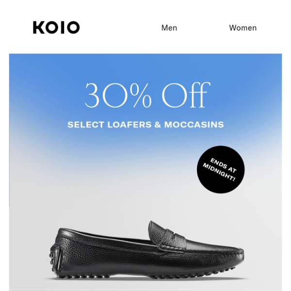 30% OFF SELECT LOAFERS & MOCCASINS