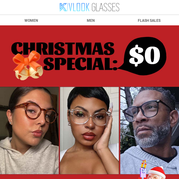 Christmas Special: Shop Now and Pay $0 for Your Next Glasses! ✨