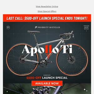 Ends Tonight: $500-OFF Apollo Ti Launch Special!