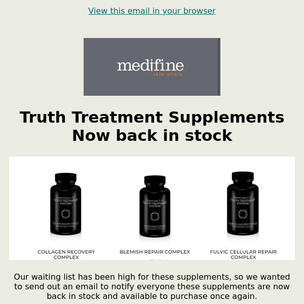 Truth Treatment Systems Supplements - back in stock