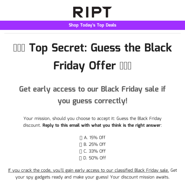 🚨🕵️‍♂️ Top Secret: Guess the Black Friday Offer