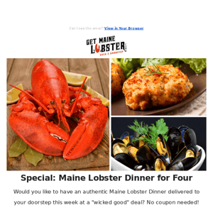 Fw: 🦞Maine Lobster Dinner [Delivered]