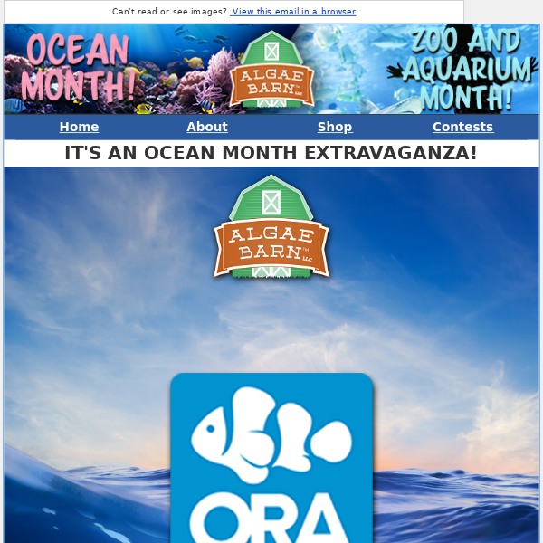 ORA Corals, Clams, and Fish!  + 15% off All Coralline! :  Welcome to Oceans Month @Algaebarn