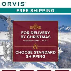 Last day to choose free standard shipping for Christmas delivery!