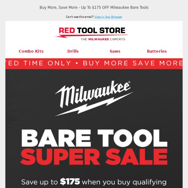 Get $175 Off Milwaukee Bare Tools - Here's How...