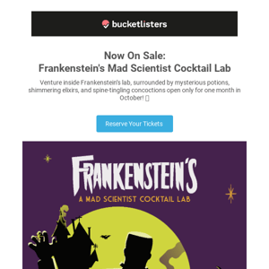 👁️🍸 Frankenstein's Cocktail Lab: NOW ON SALE in Greenwich Village