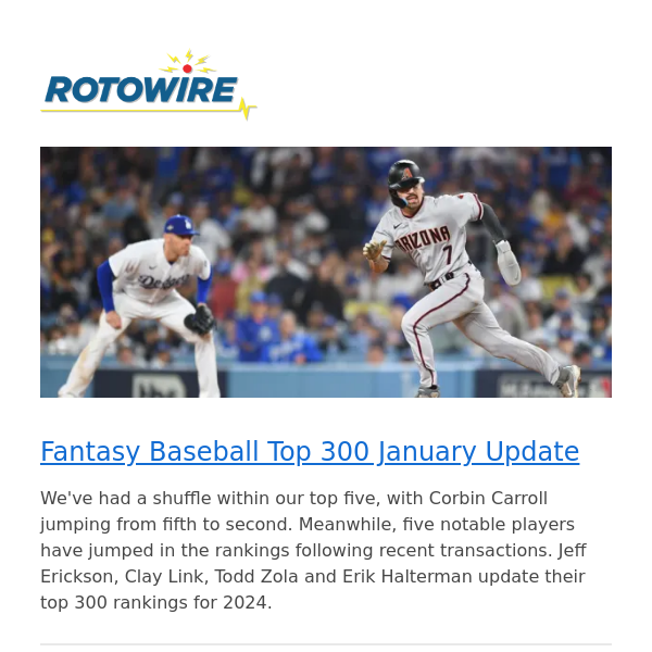 RotoWire Roundtable: Fantasy Baseball Top 300 January Update