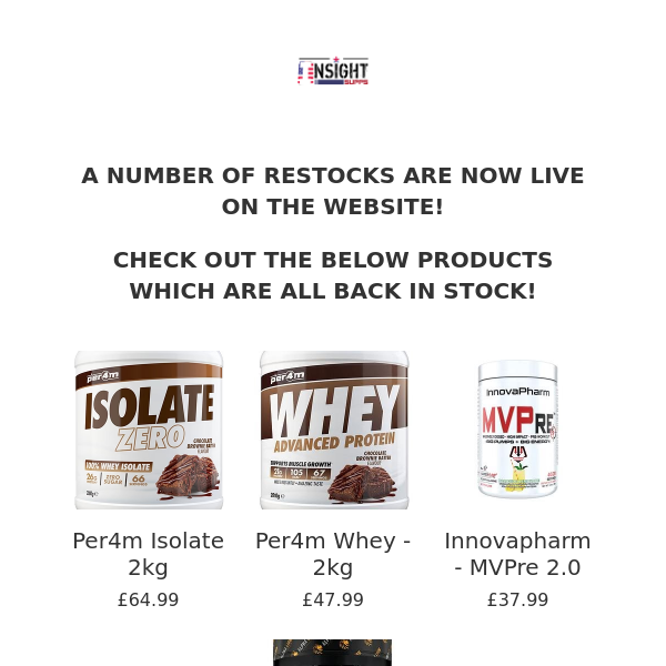 BIG RESTOCKS! MVPRE, PER4M WHEY, ALPHA LION