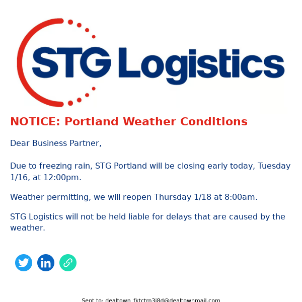 NOTICE: Portland Weather Conditions