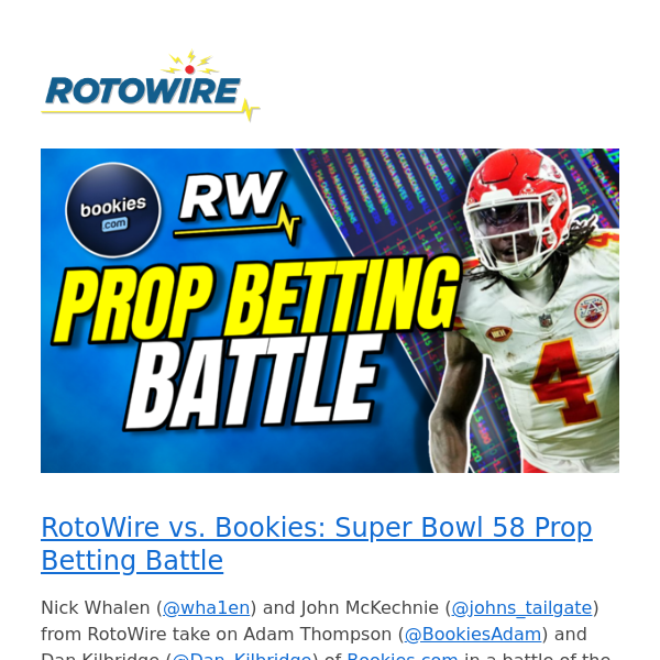 RotoWire vs. Bookies: Super Bowl 58 Prop Betting Battle