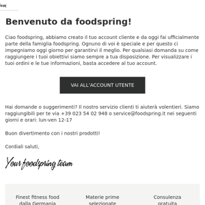 Benvenuto da foodspring!