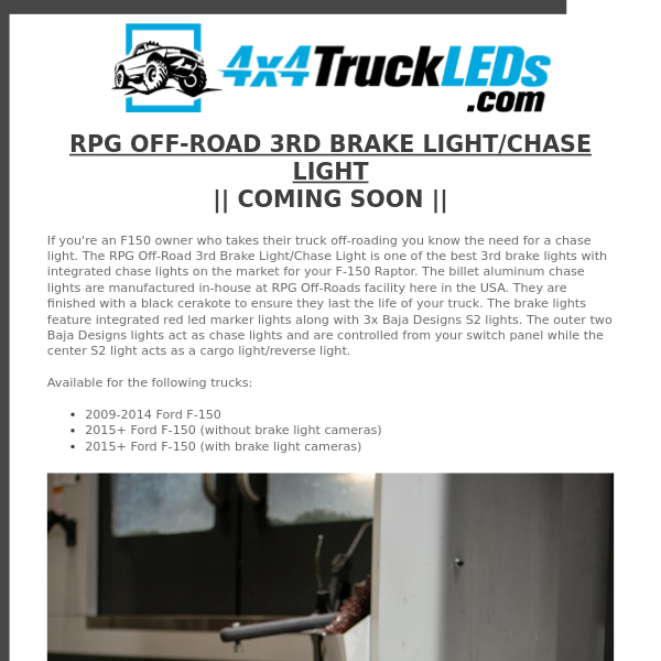 New Product | RPG Off-Road 3rd Brake Light/Chase Light for Ford F-150 Trucks