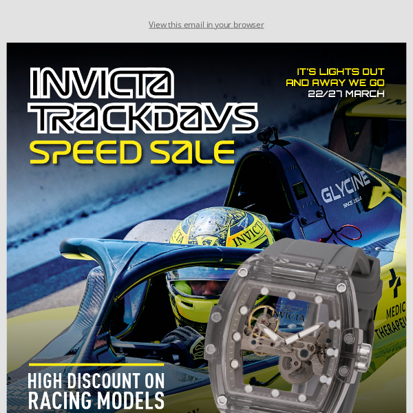 Invicta Speed Sale! High Discount On All Race Watches! 🏁