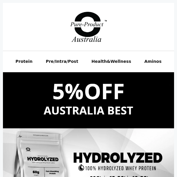 Act Fast! 😱 Last chance to save  5% on Hydrolyzed Whey Protein Isolate