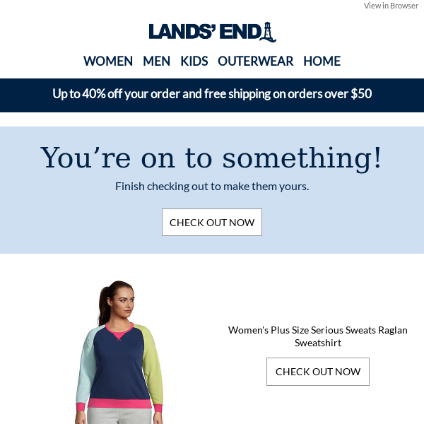Lands' End Women's Plus Size Serious Sweats Crewneck Tunic 