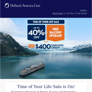 Free Balcony Upgrades: Time of Your Life Sale