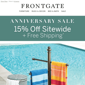 Starts today! 15% off sitewide + FREE shipping during our Anniversary Sale