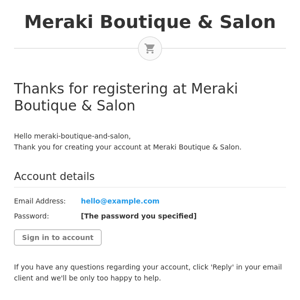 Thanks for registering at Meraki Boutique & Salon