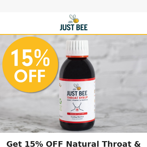 Last chance for 15% off Soothing Throat Syrup!
