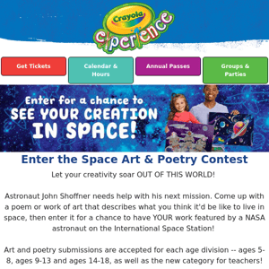 Enter to see your child's artwork or poem displayed in outer space!