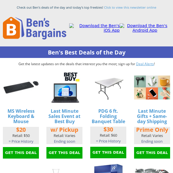 Ben's Best Deals: Last Minute Gift Options - $30 Folding Table (6ft) - $13 Adidas Clogs - $189 Craftsman Tool Set (308pc)