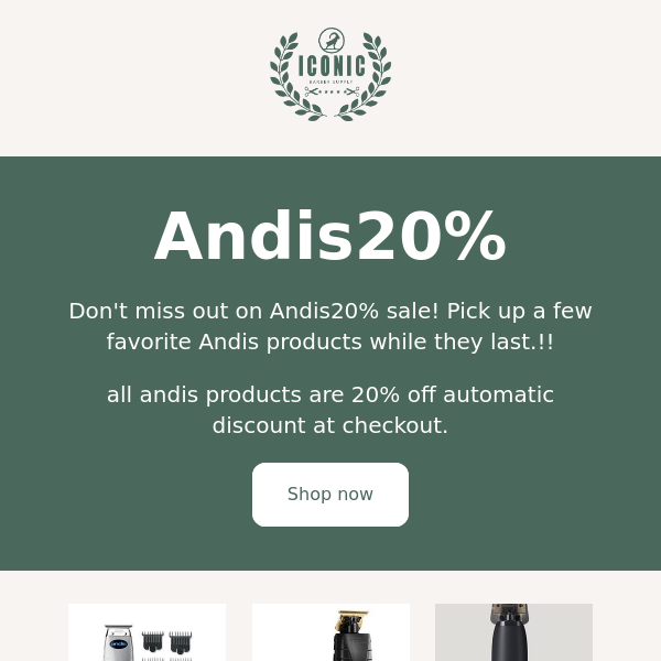 Get 20% off Andis sale now!