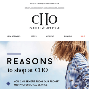 Reasons to shop at CHO