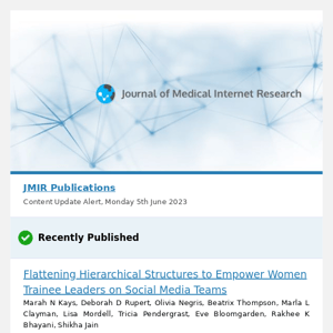 [JMIR] Flattening Hierarchical Structures to Empower Women Trainee Leaders on Social Media Teams